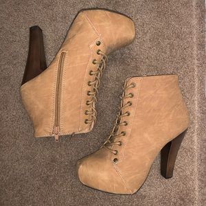 Tan Lace Up Booties